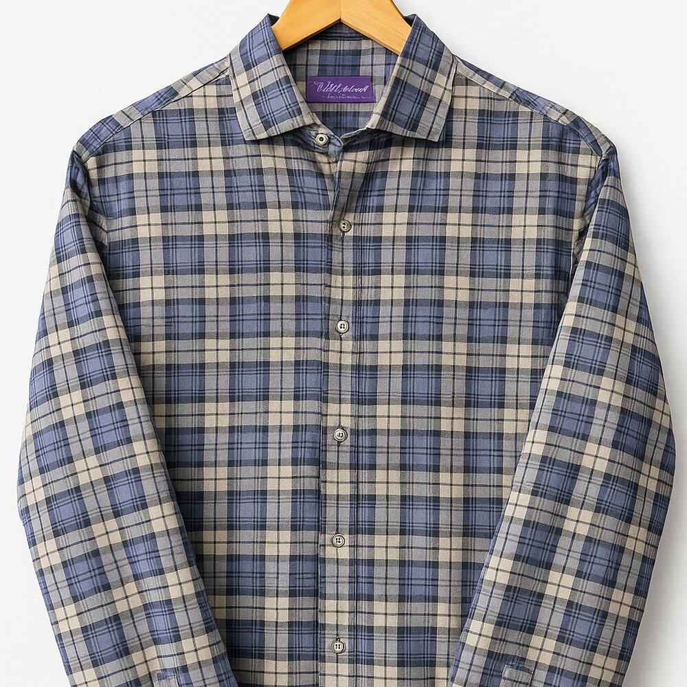 Ralph Lauren Purple Label Plaid Button-Down Shirt – Men’s Medium, Made in Italy